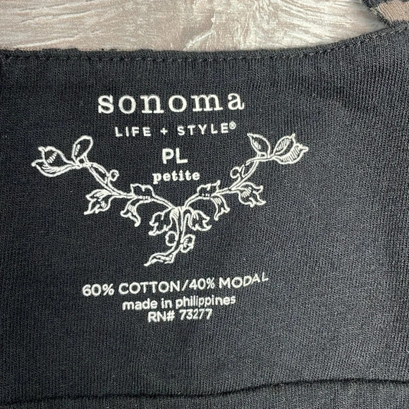 Sonoma Black and Tan Floral Sleeveless Crossback Cotton Modal Sundress PL - Picture 12 of 16